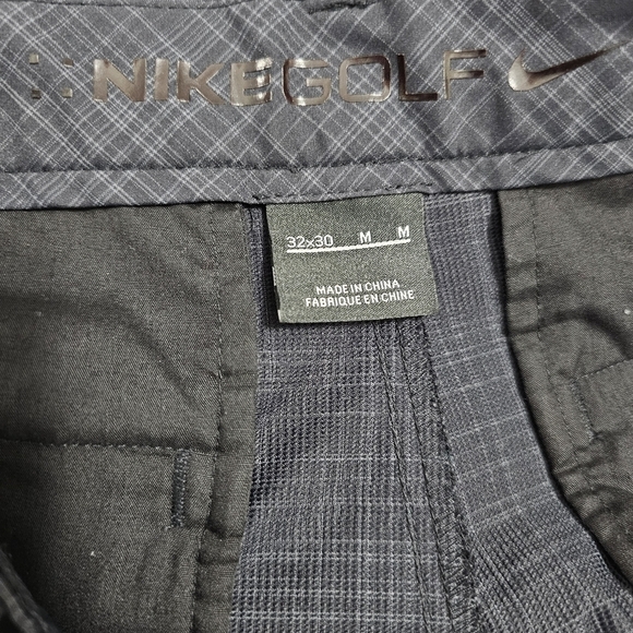 Nike Golf Pants Mens 32x30 Black Gray Plaid Lightweight Breathable Stretch - Picture 6 of 7